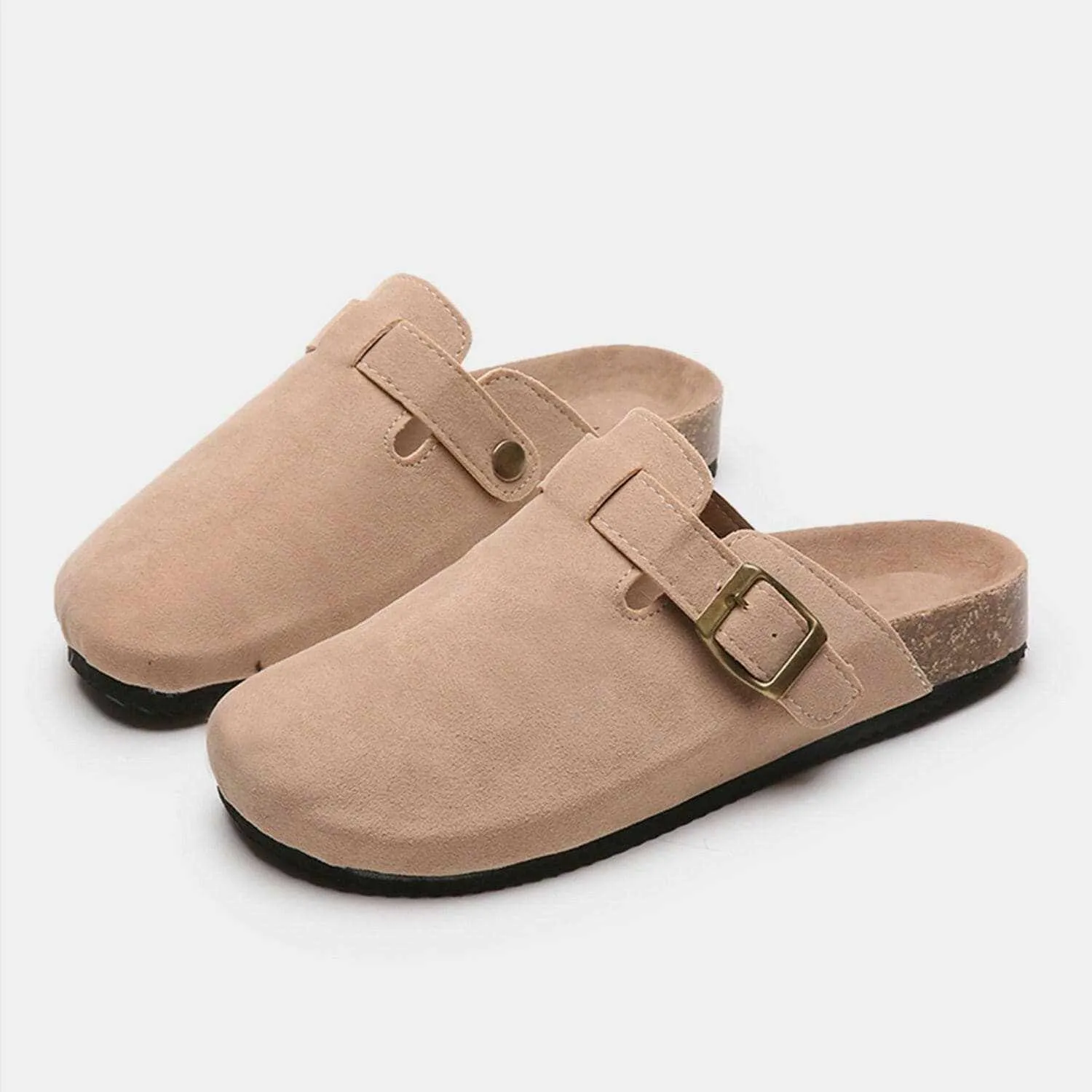 Chic suede closed-toe buckle sandals