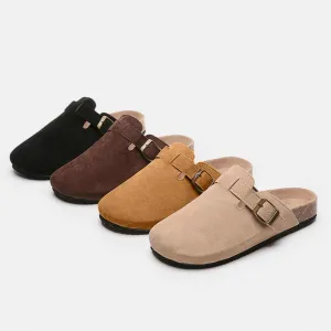 Chic suede closed-toe buckle sandals