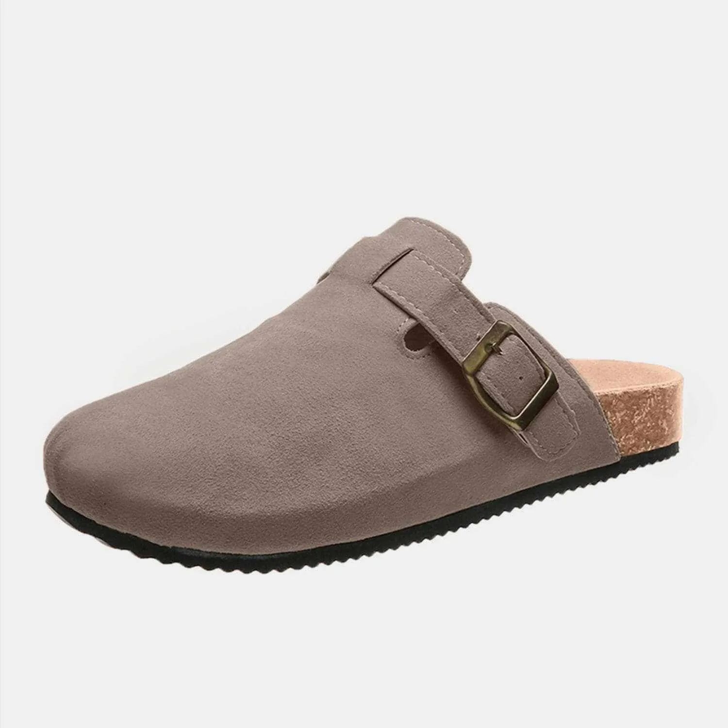 Chic suede closed-toe buckle sandals