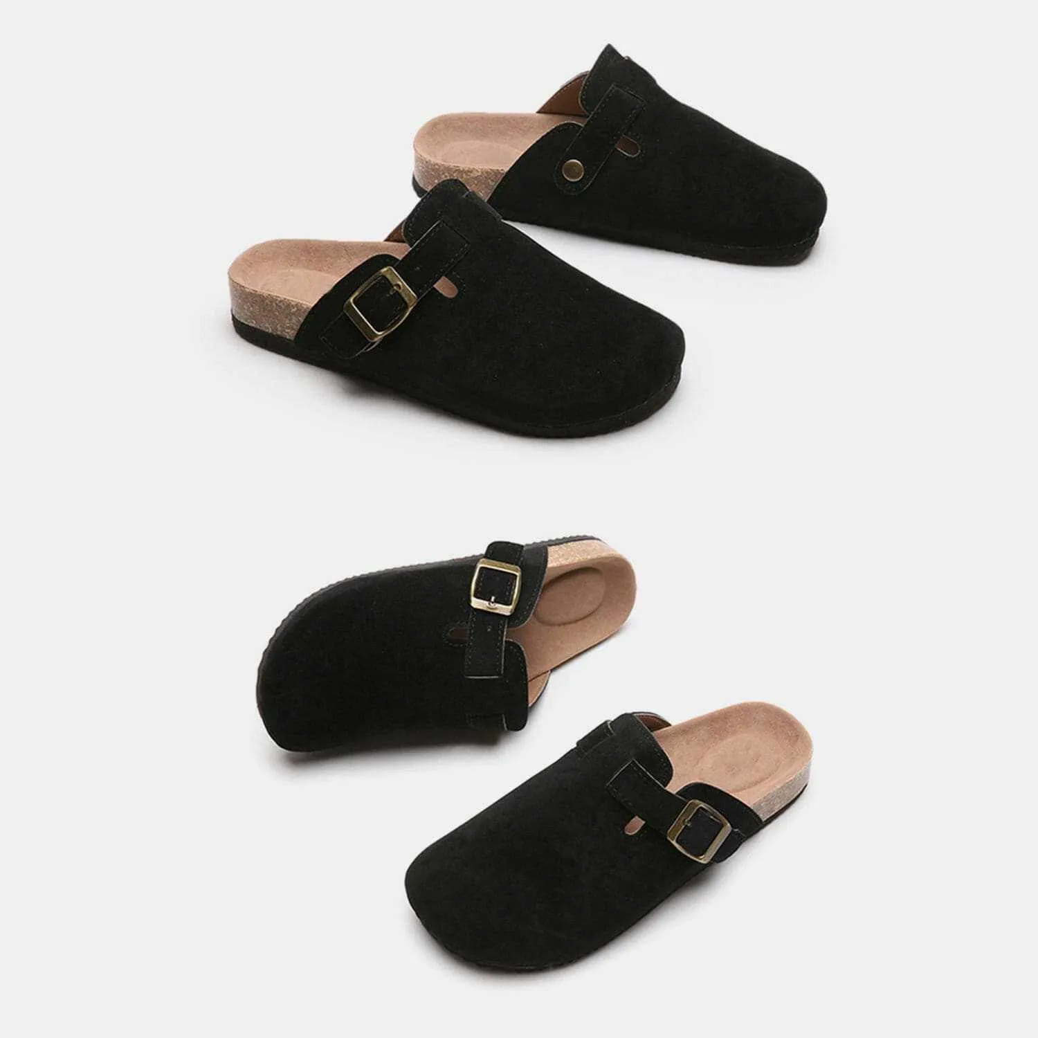 Chic suede closed-toe buckle sandals