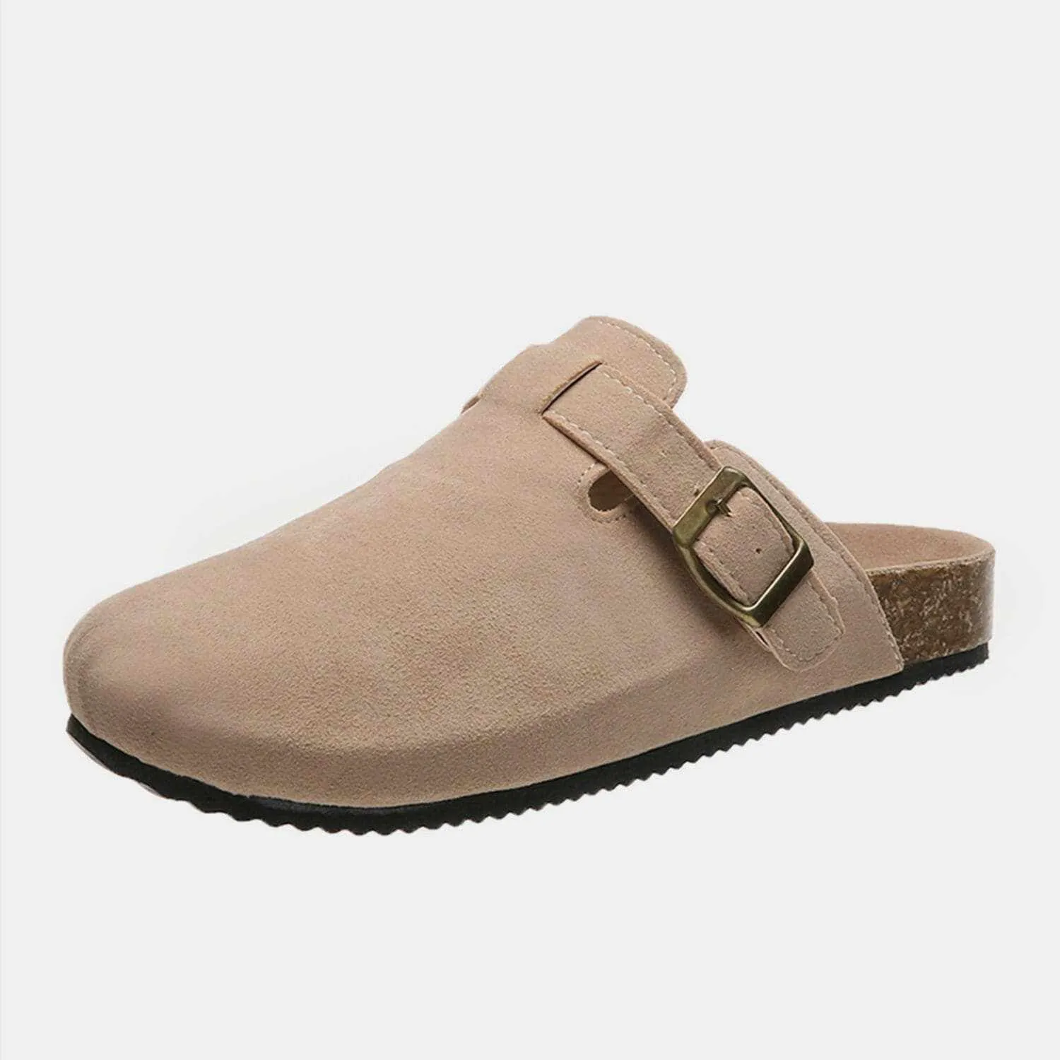 Chic suede closed-toe buckle sandals
