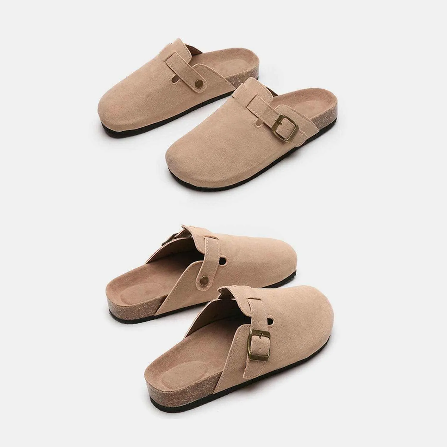 Chic suede closed-toe buckle sandals