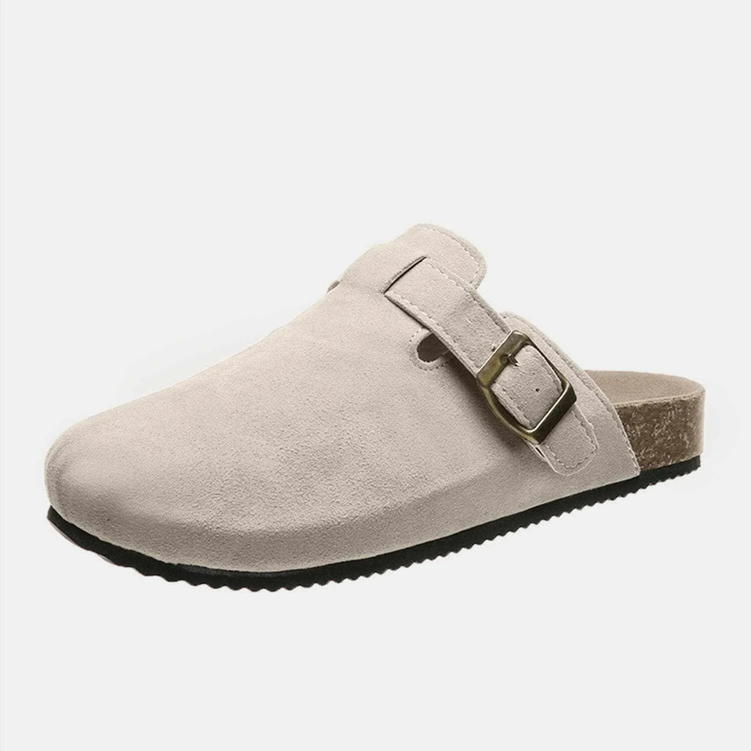 Chic suede closed-toe buckle sandals