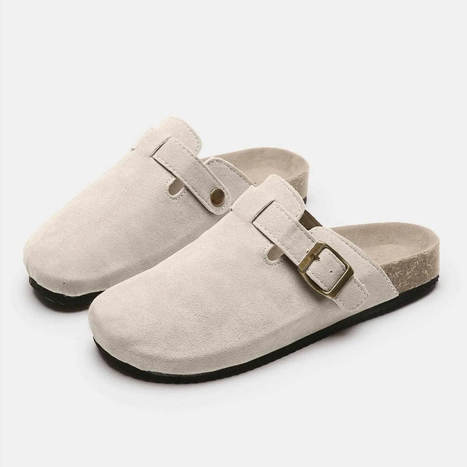 Chic suede closed-toe buckle sandals