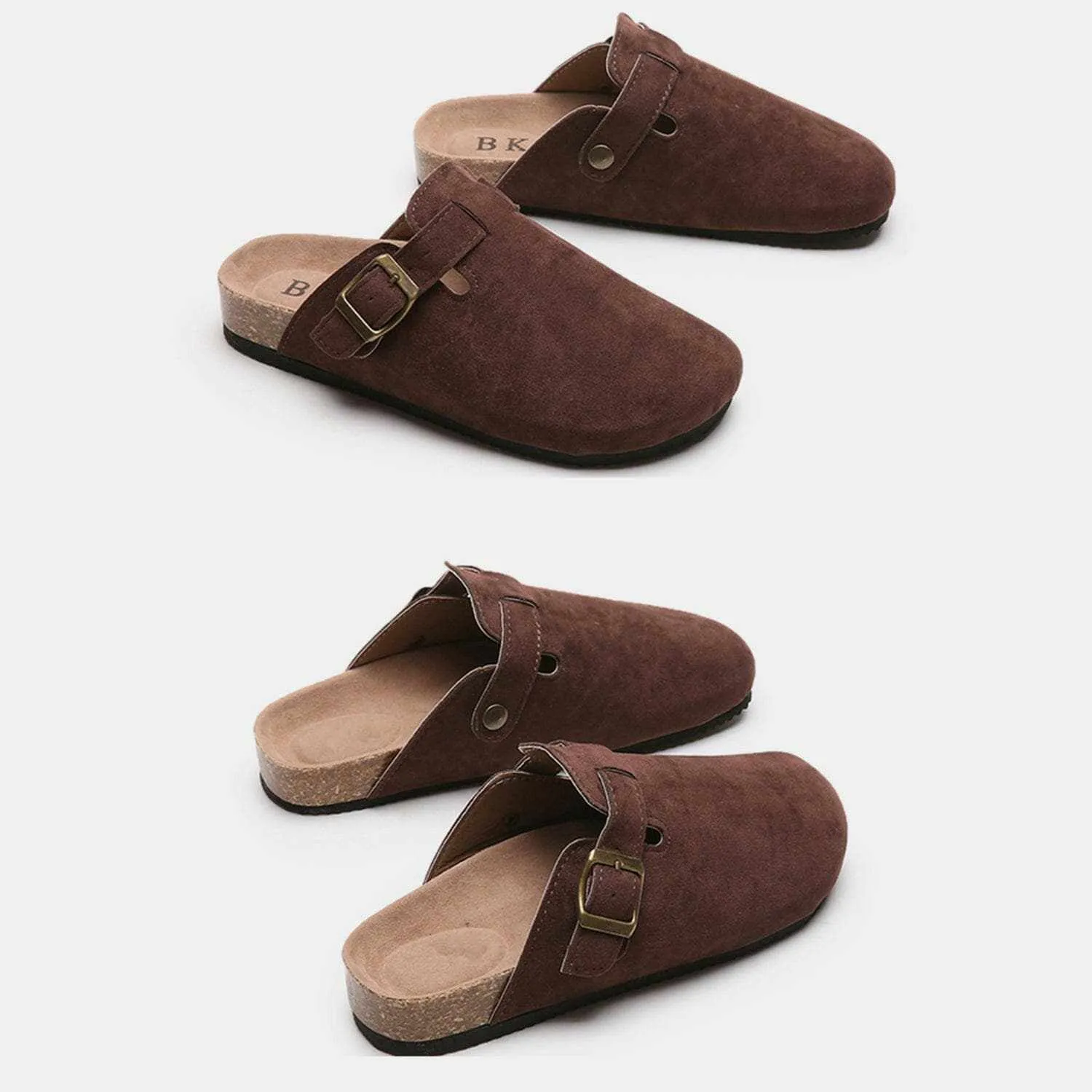 Chic suede closed-toe buckle sandals