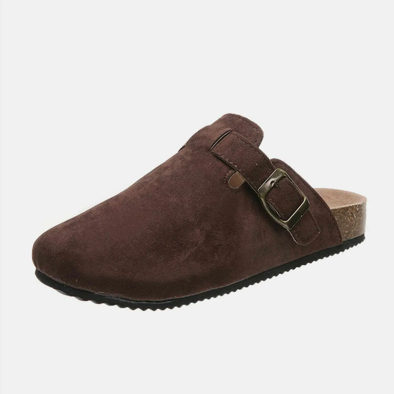 Chic suede closed-toe buckle sandals