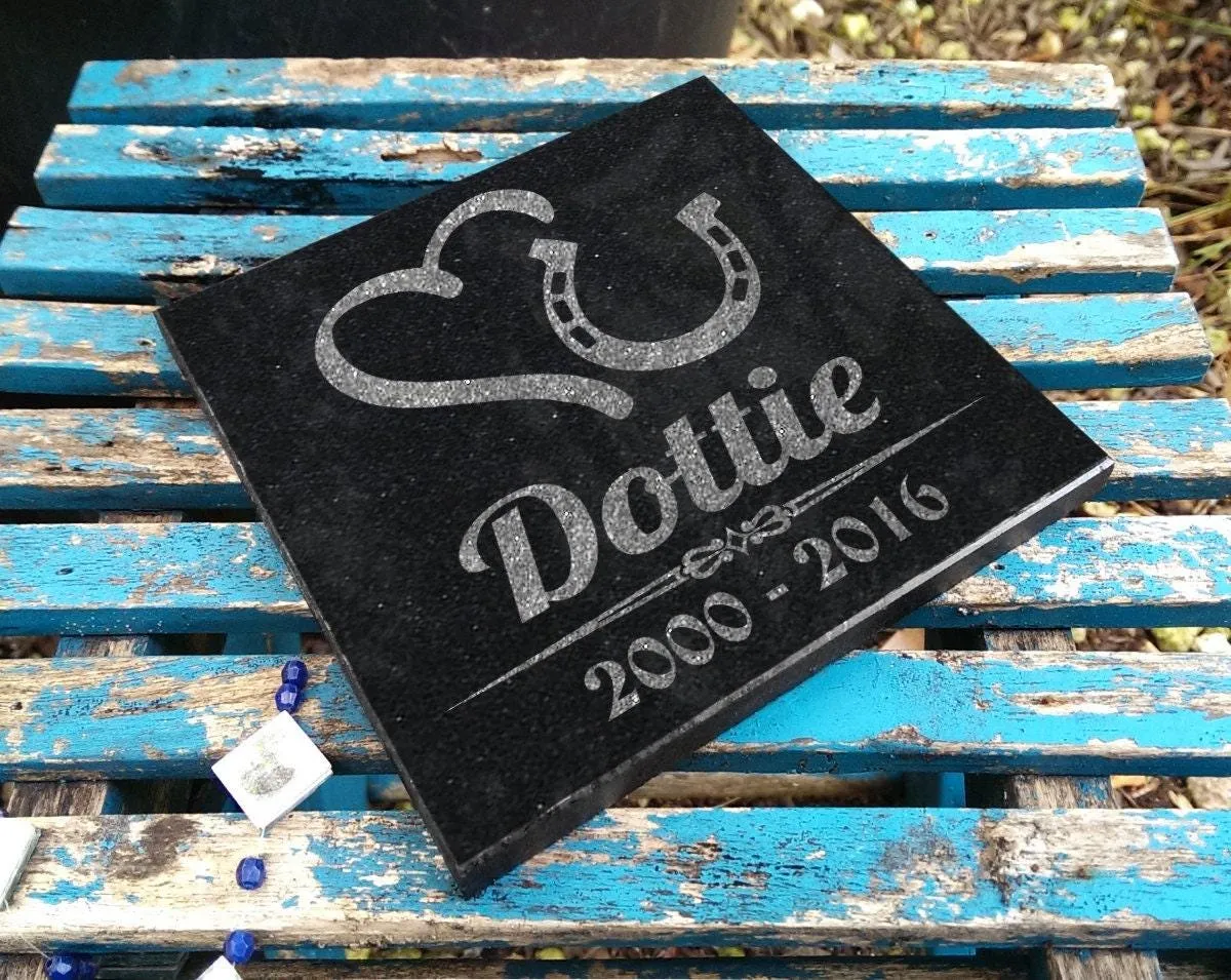 Customizable Granite Pony Horse Memorial: Engraved Headstone w/ Photo, Barn Marker, Burial Plaque Indoor/Outdoor Custom Horse Sympathy Gift