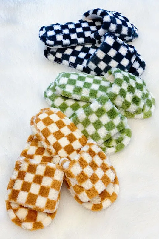 Ellison and Young Luxe Lounge Checker Cozy Slippers