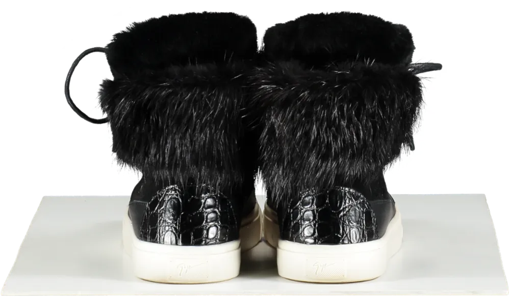 Giuseppe Zanotti Black Leather Suede And Calfhair London High-top Sneakers UK 4 EU 37 