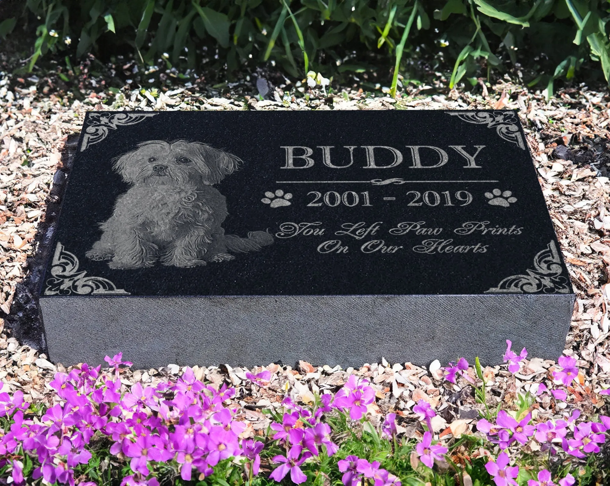 Personalized Pet Memorial Stone | Custom Grave Marker | Engraved Headstone for Cats & Dogs | Outdoor Animal Burial Monument | Pet Tombstone