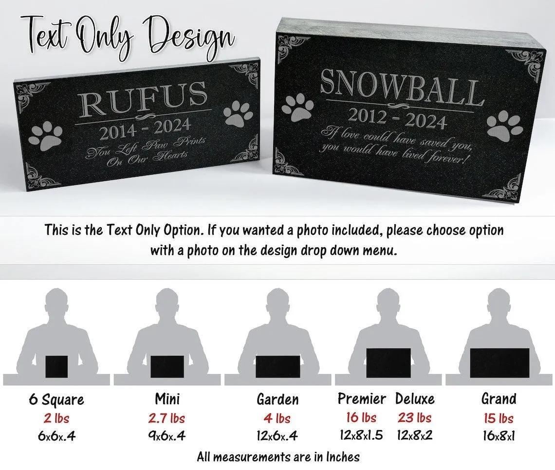 Personalized Pet Memorial Stone | Custom Grave Marker | Engraved Headstone for Cats & Dogs | Outdoor Animal Burial Monument | Pet Tombstone