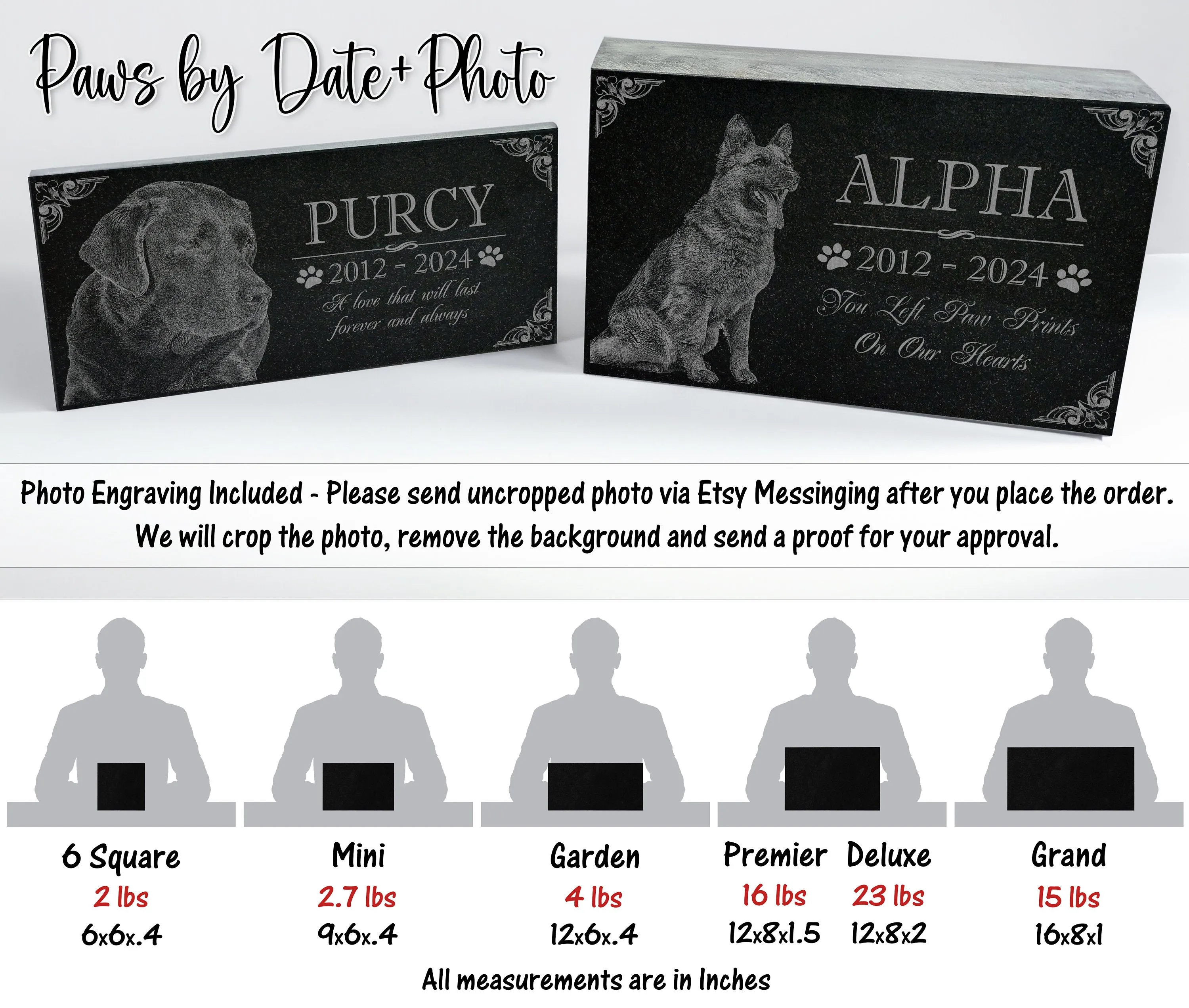 Personalized Pet Memorial Stone | Custom Grave Marker | Engraved Headstone for Cats & Dogs | Outdoor Animal Burial Monument | Pet Tombstone