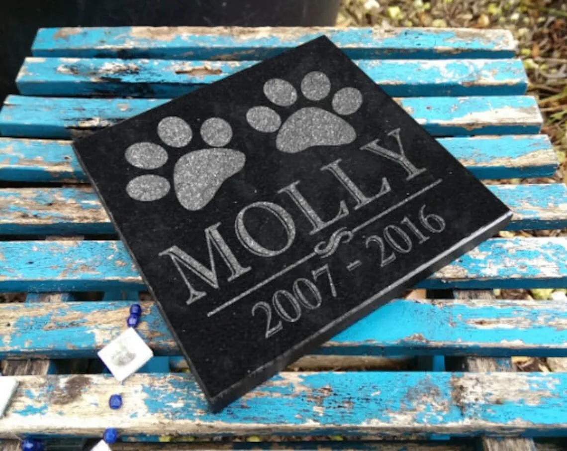 Personalized Pet Memorial Stone | Custom Grave Marker | Engraved Headstone for Cats & Dogs | Outdoor Animal Burial Monument | Pet Tombstone