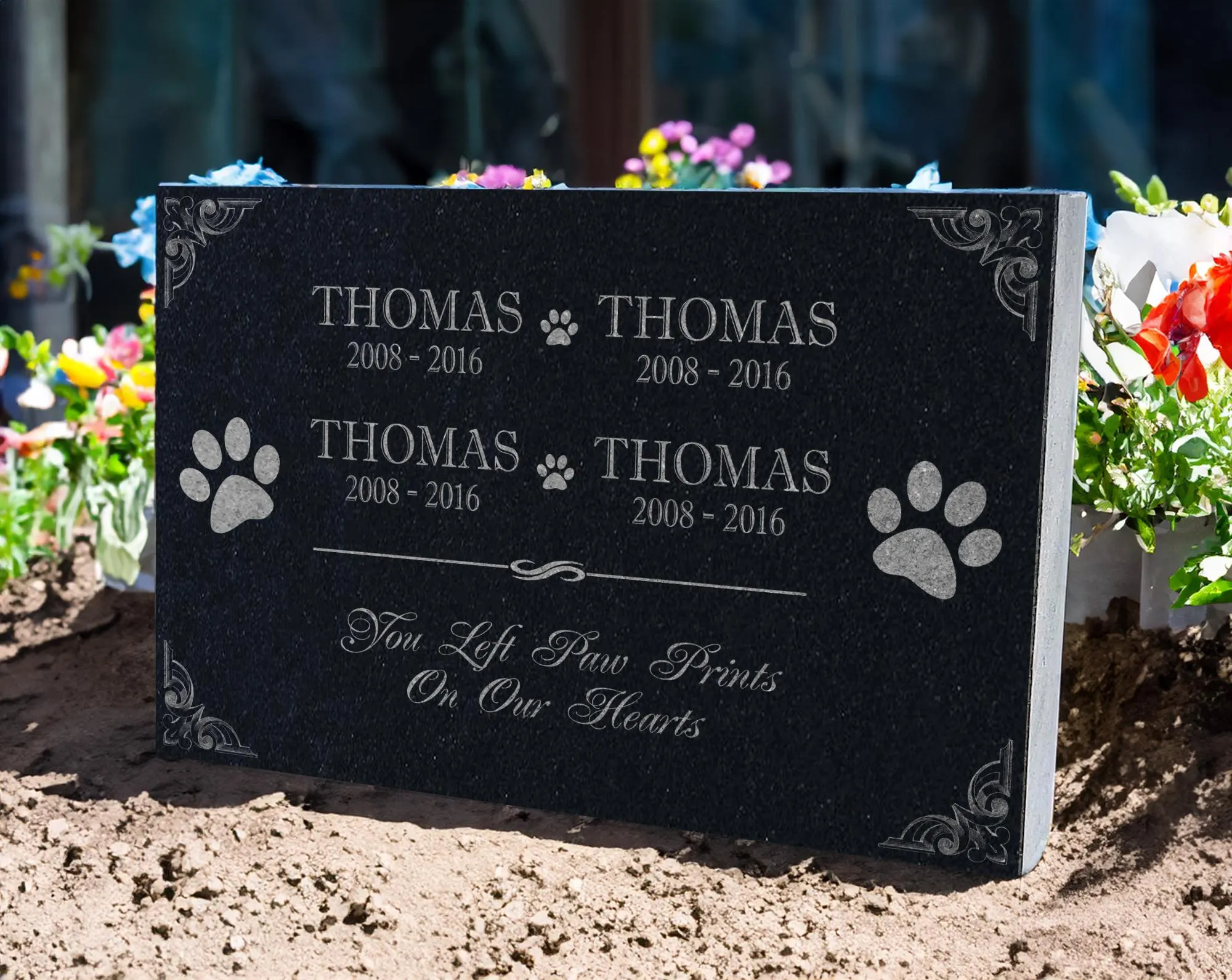Personalized Pet Memorial Stone | Custom Grave Marker | Engraved Headstone for Cats & Dogs | Outdoor Animal Burial Monument | Pet Tombstone
