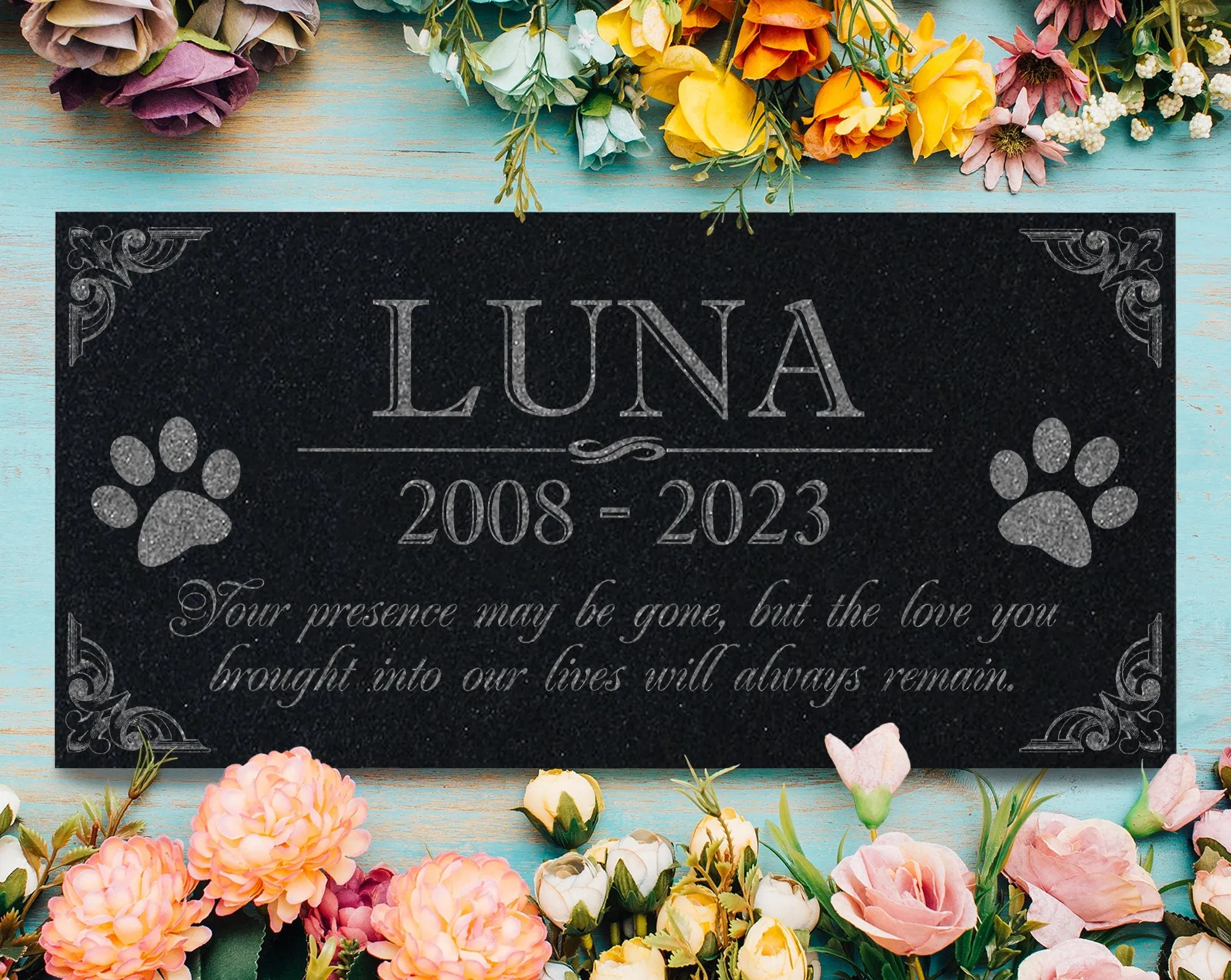 Personalized Pet Memorial Stone | Custom Grave Marker | Engraved Headstone for Cats & Dogs | Outdoor Animal Burial Monument | Pet Tombstone