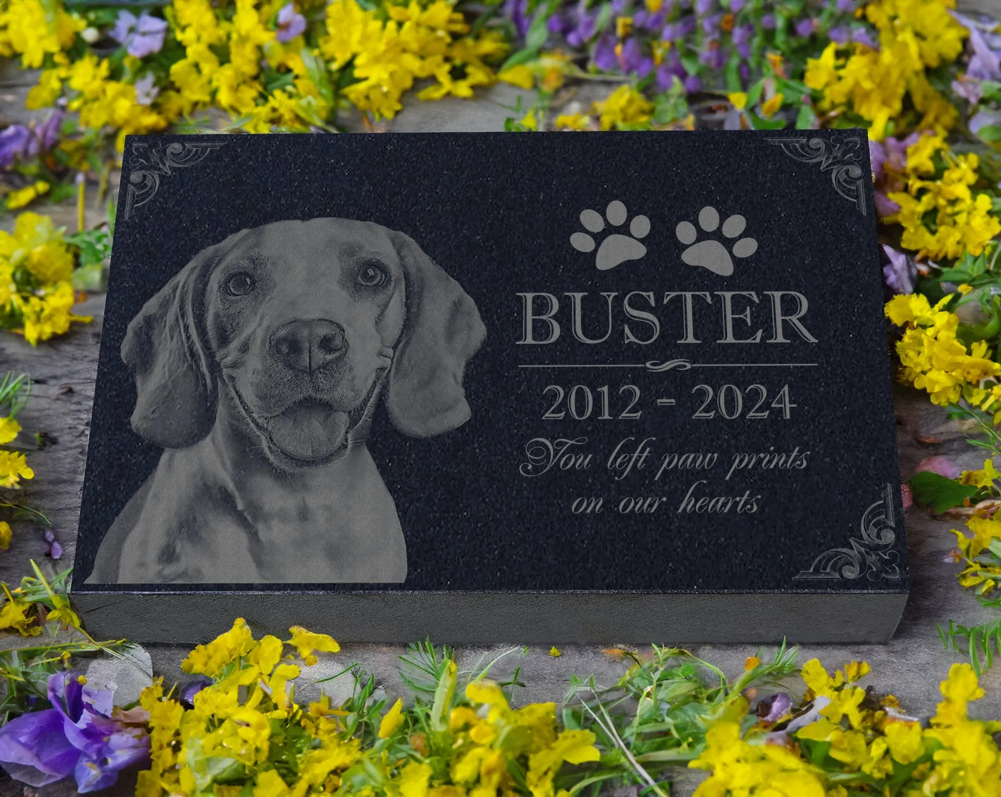 Personalized Pet Memorial Stone | Custom Grave Marker | Engraved Headstone for Cats & Dogs | Outdoor Animal Burial Monument | Pet Tombstone