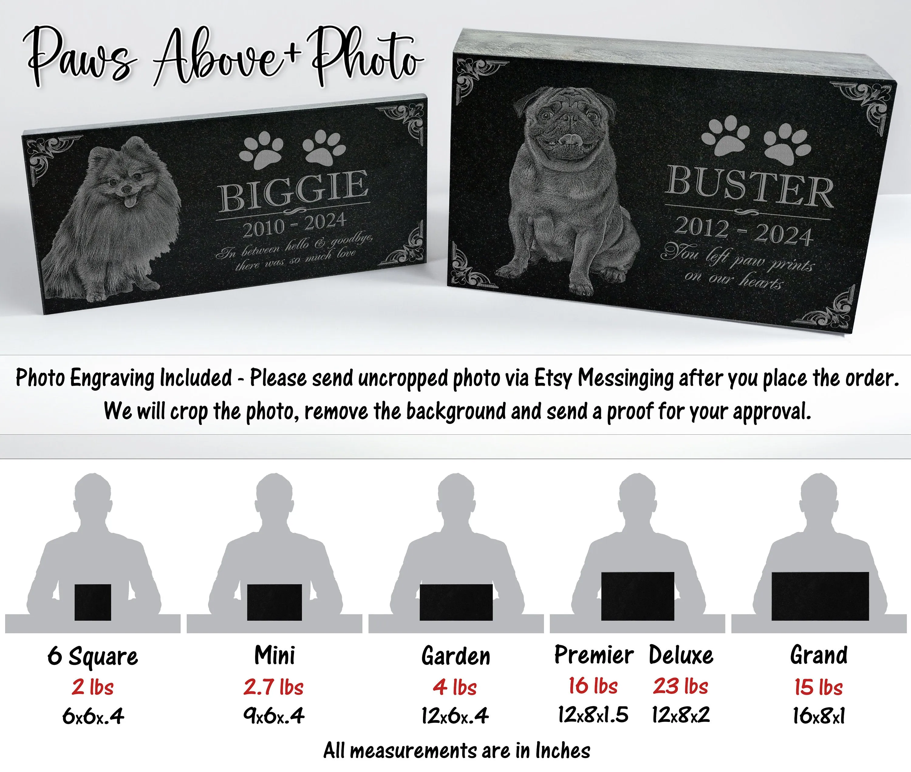 Personalized Pet Memorial Stone | Custom Grave Marker | Engraved Headstone for Cats & Dogs | Outdoor Animal Burial Monument | Pet Tombstone