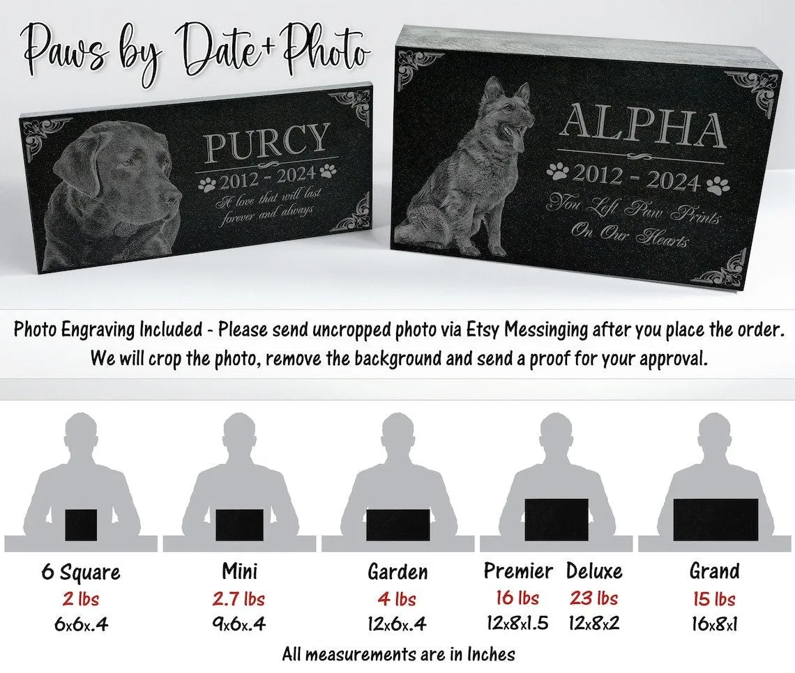 Personalized Pet Memorial Stone | Custom Grave Marker | Engraved Headstone for Cats & Dogs | Outdoor Animal Burial Monument | Pet Tombstone