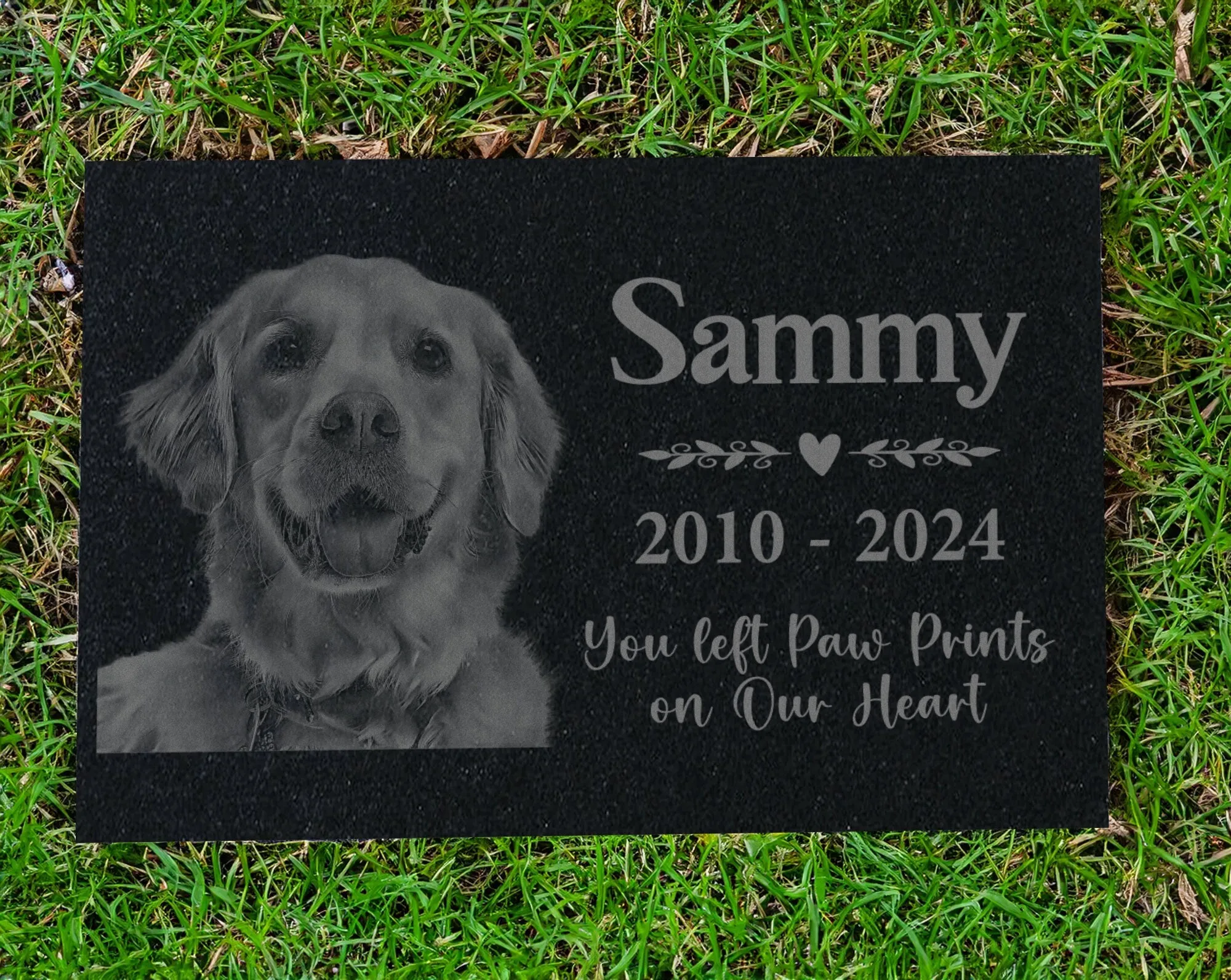 Personalized Pet Memorial Stones, Black Granite Memorial Garden Stone Engraved with Photo, Gifts for Someone Who Lost a Loved One, Dog, Cat