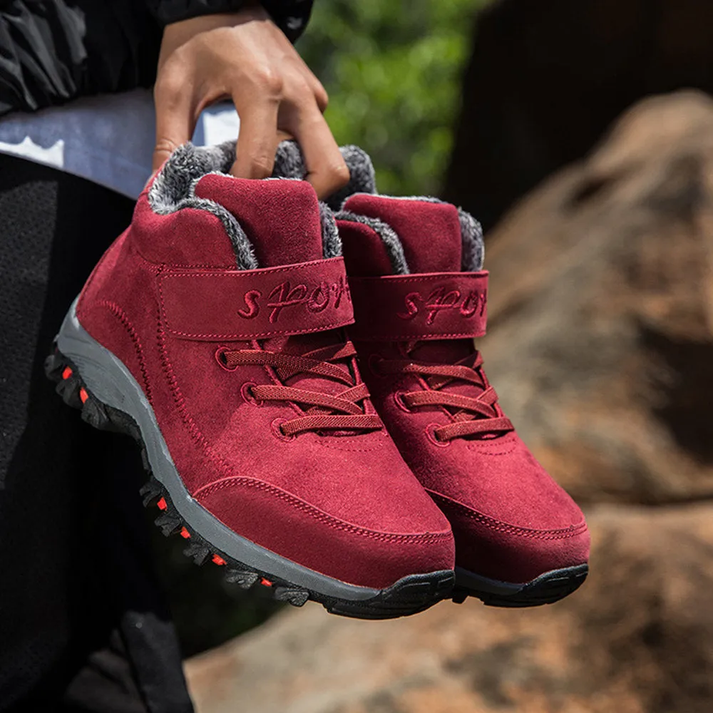 Women Hook Loop High Top Warm Fur Lining Hiking Outdoor Casual Boots