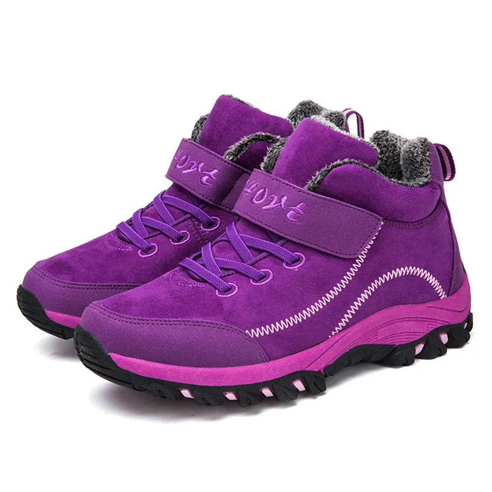 Women Hook Loop High Top Warm Fur Lining Hiking Outdoor Casual Boots