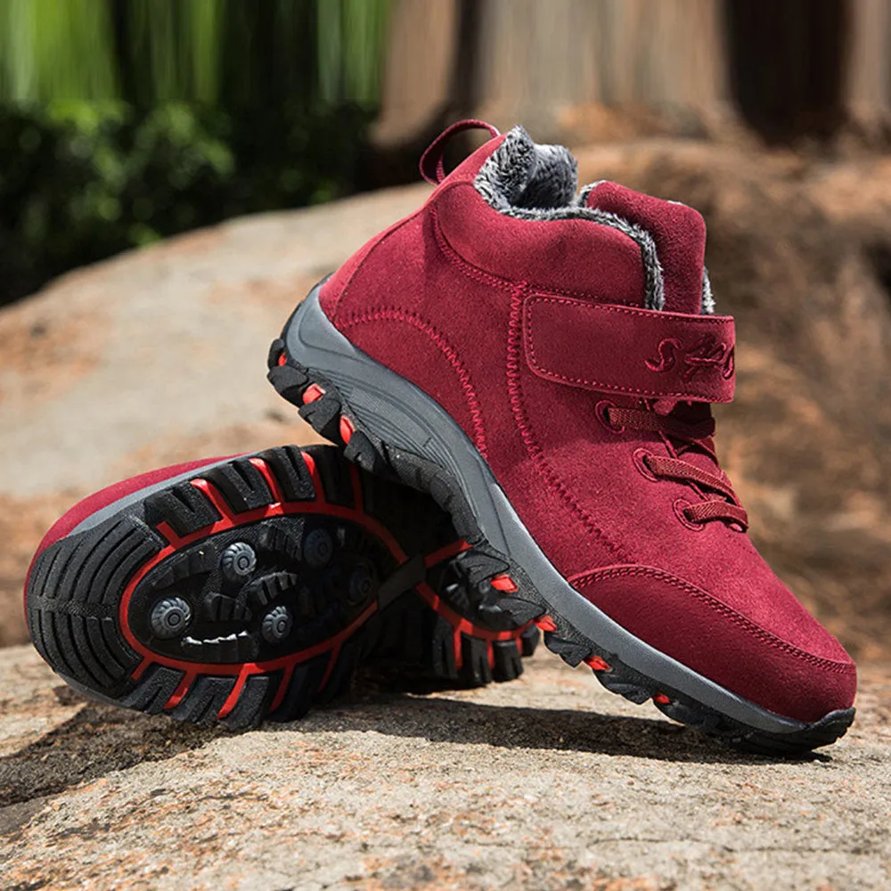 Women Hook Loop High Top Warm Fur Lining Hiking Outdoor Casual Boots